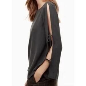 Wilfred Gray Tie Sleeve Pozzi Cold Shoulder Blouse Womens Size M